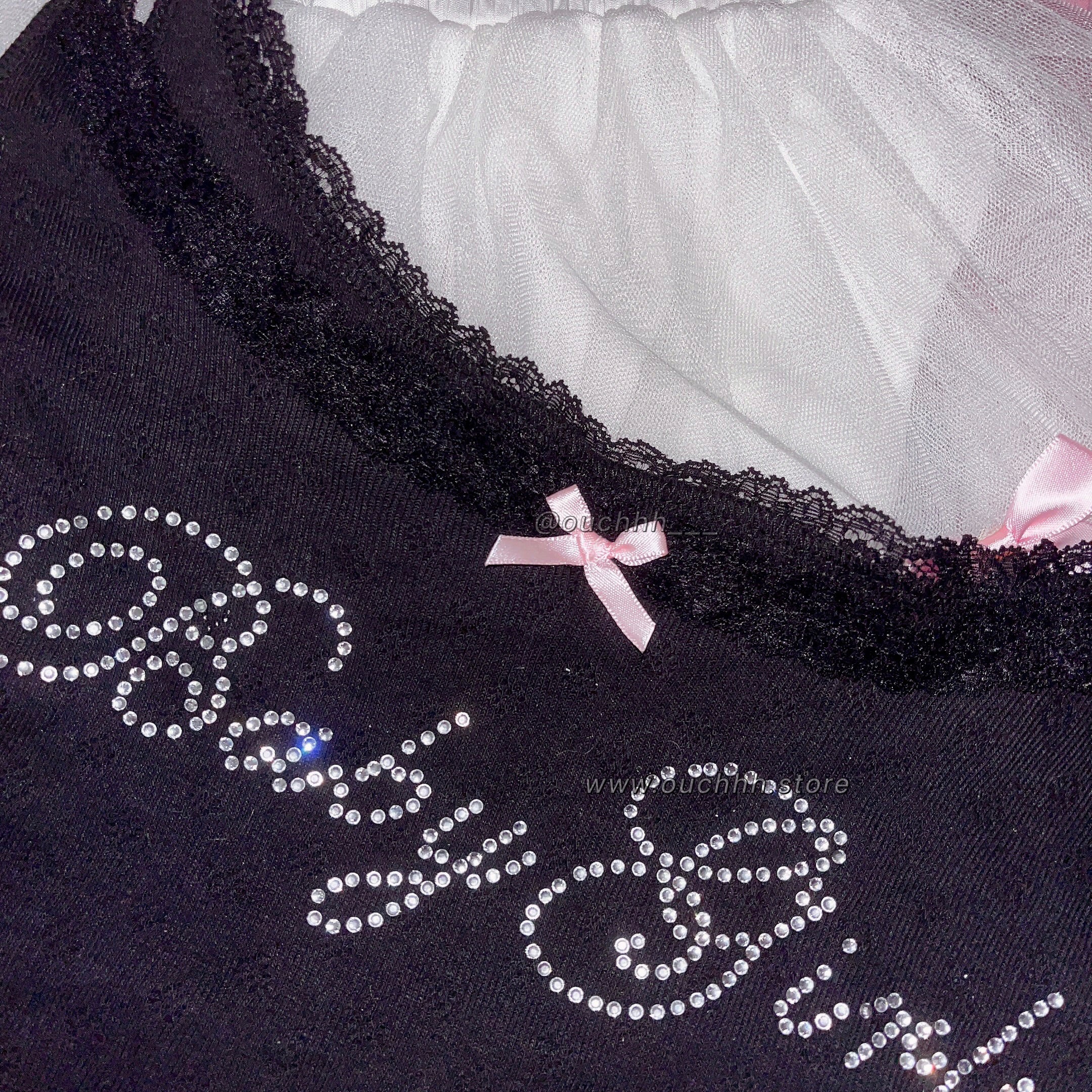 Baby Girl Coquette Lace Cami Top (Black)