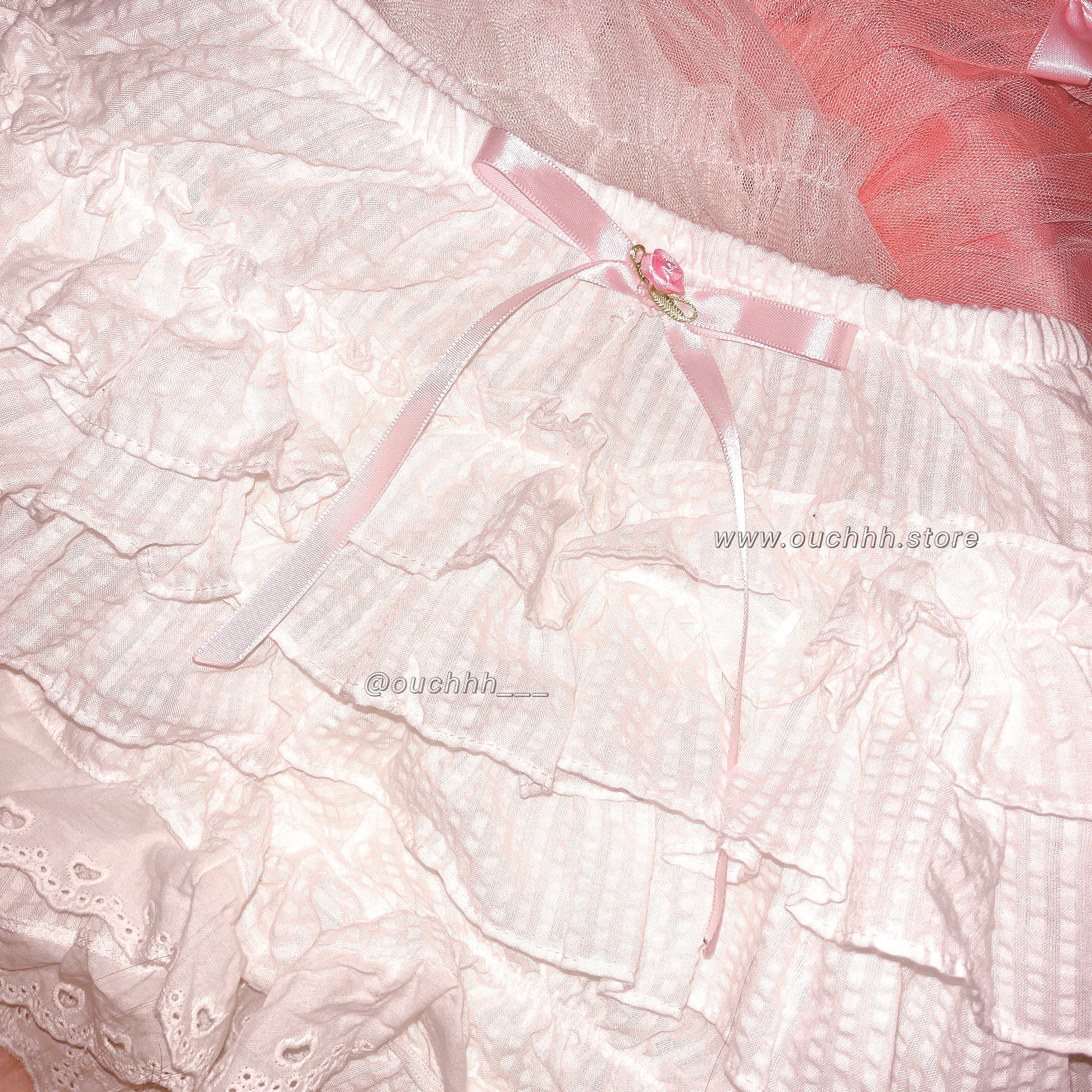 Rose Ruffle Coquette Bloomers + Garter (White)