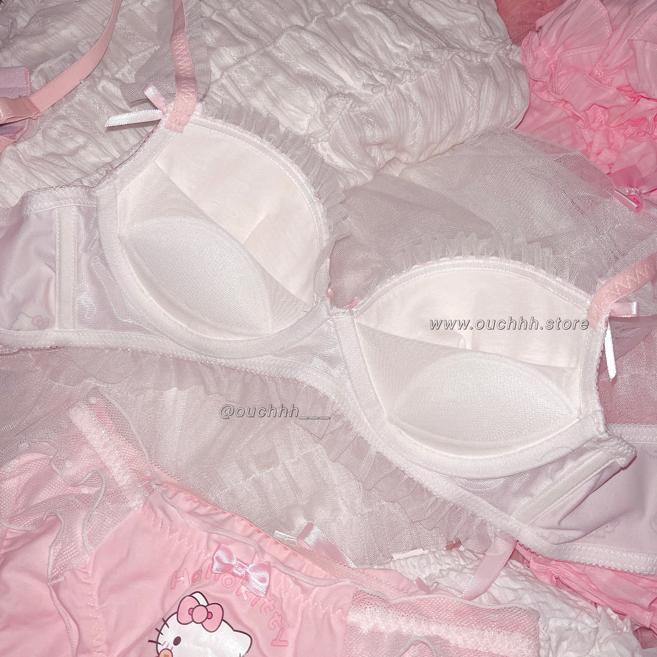 Ruffle Baby Pink Kitty Bra + Panties Set