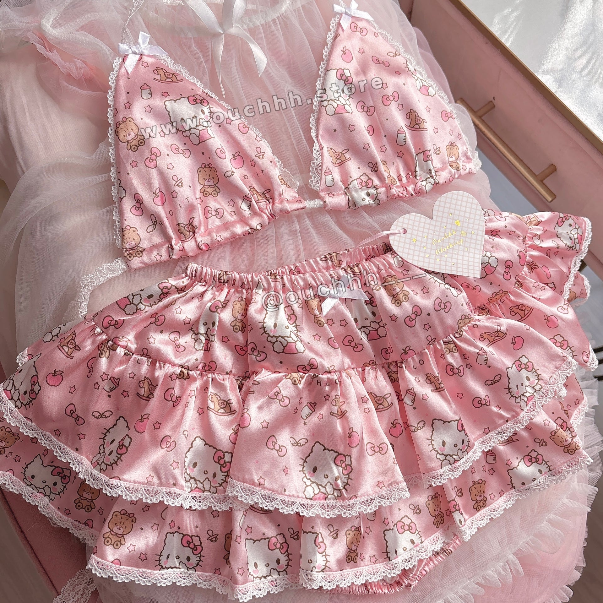 Hello Kitty Milk Latte Satin Set