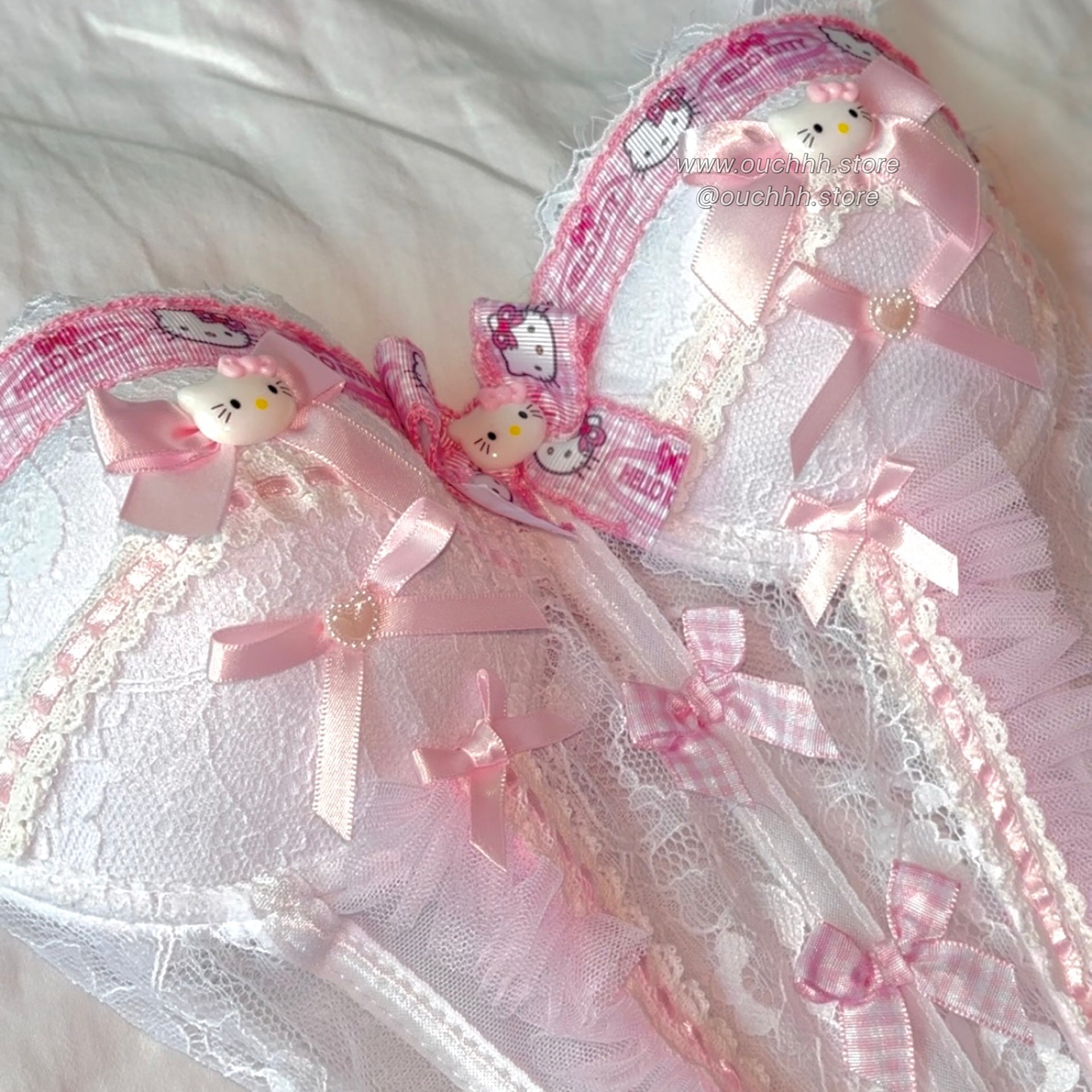 Ballerina Kitty Corset Lingerie + Tulle Mini Skirt (White)