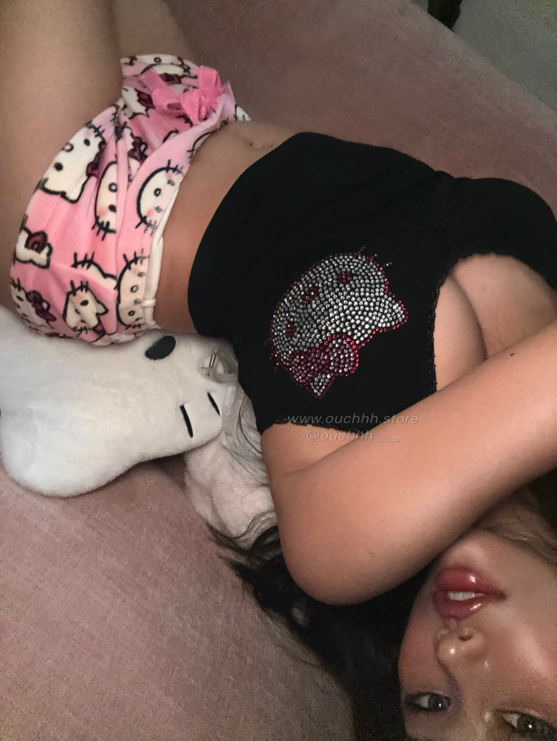 Purrfectly Black Rhinestone Kitty camisole