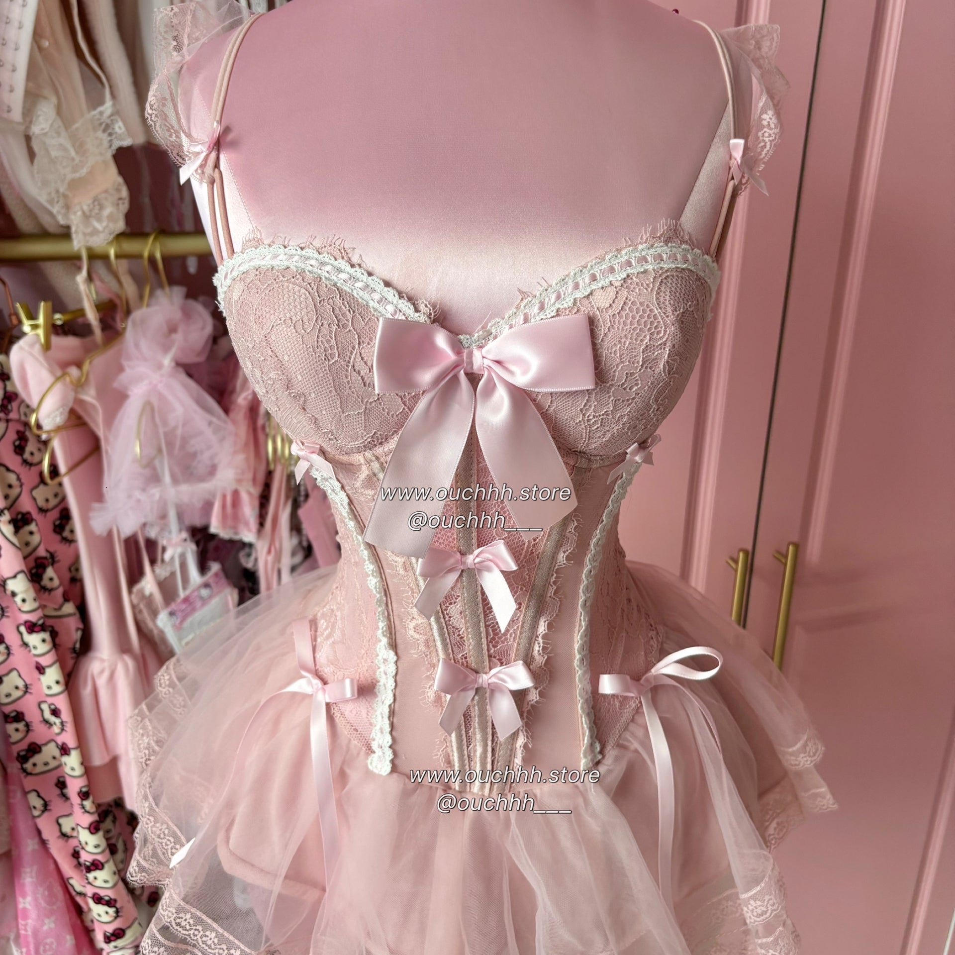Ballerina Puppet Corset Mini Dress (Dusty Pink)