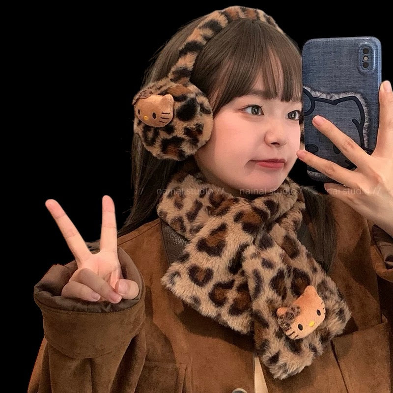 Free Kitty Leopard Scarf for orders US65 or above (Beige)