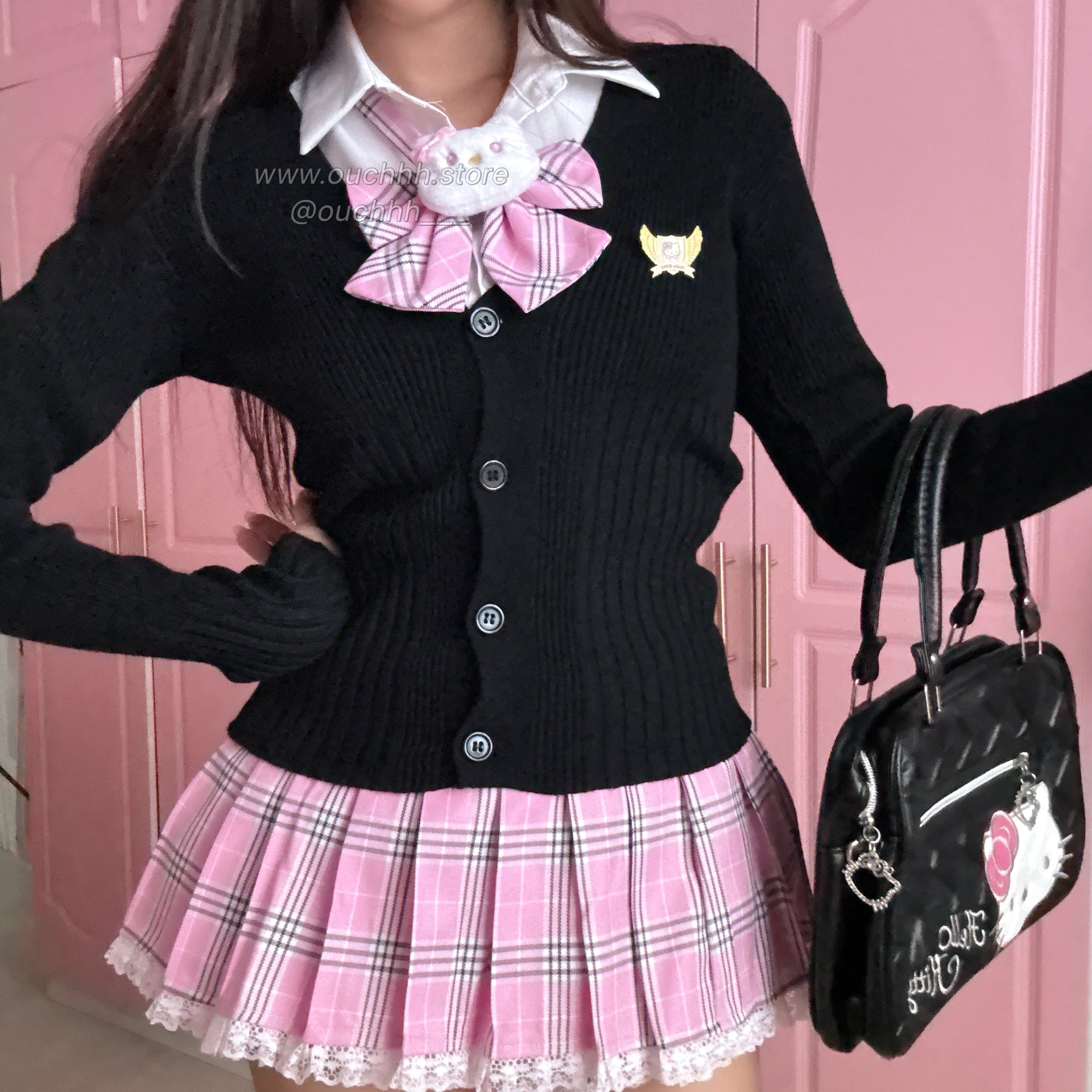 Kitty Academia Black Cardigan + Kitty School Brooch