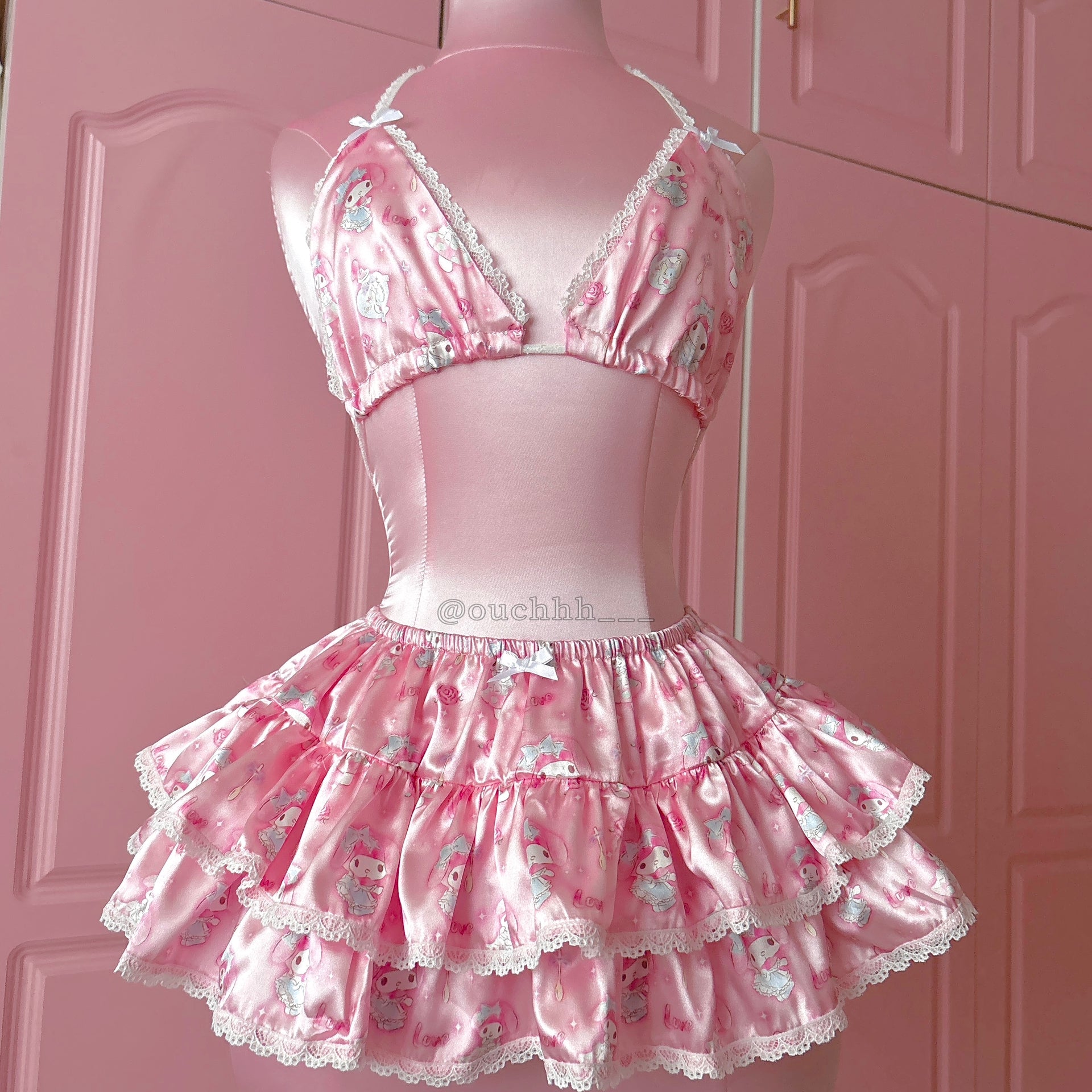 My Melody in Wonderland Satin Bra top and Mini Skirt Set