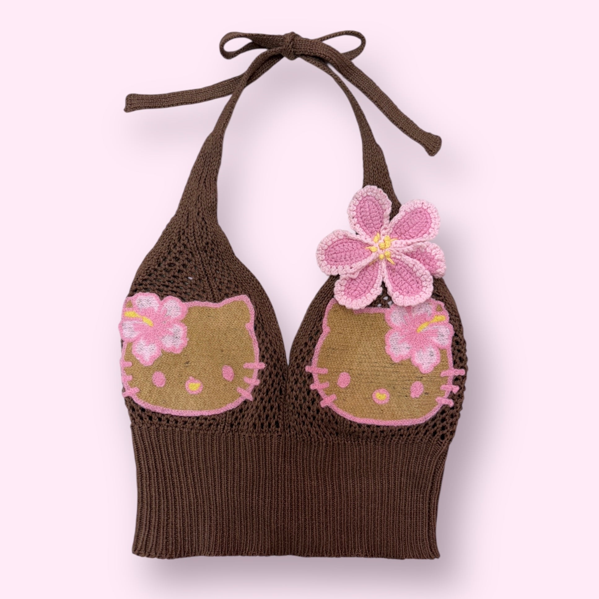 Hibiscus Kitty Crochet Set (Brown)