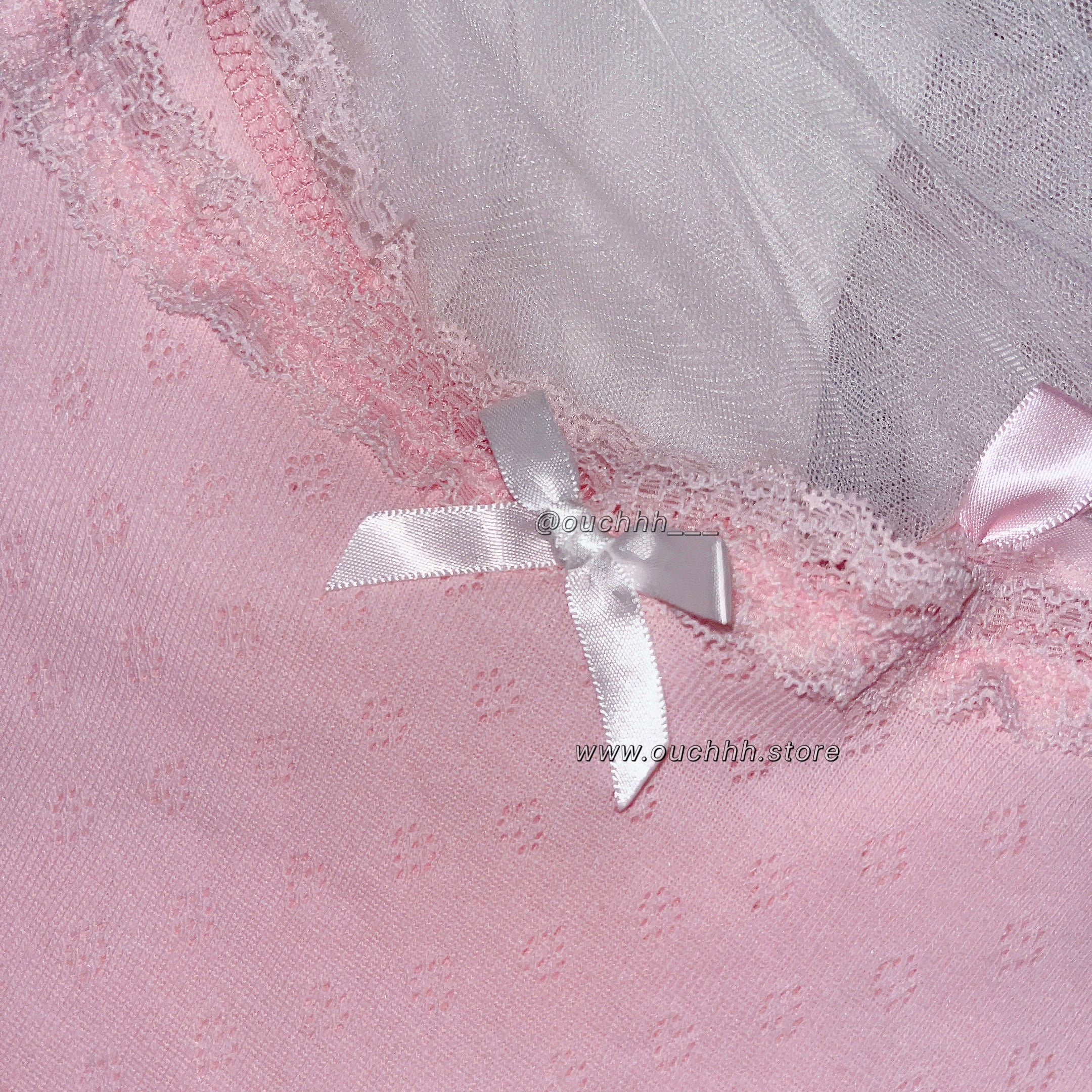 Plain Pink Coquette Lace Cami Top