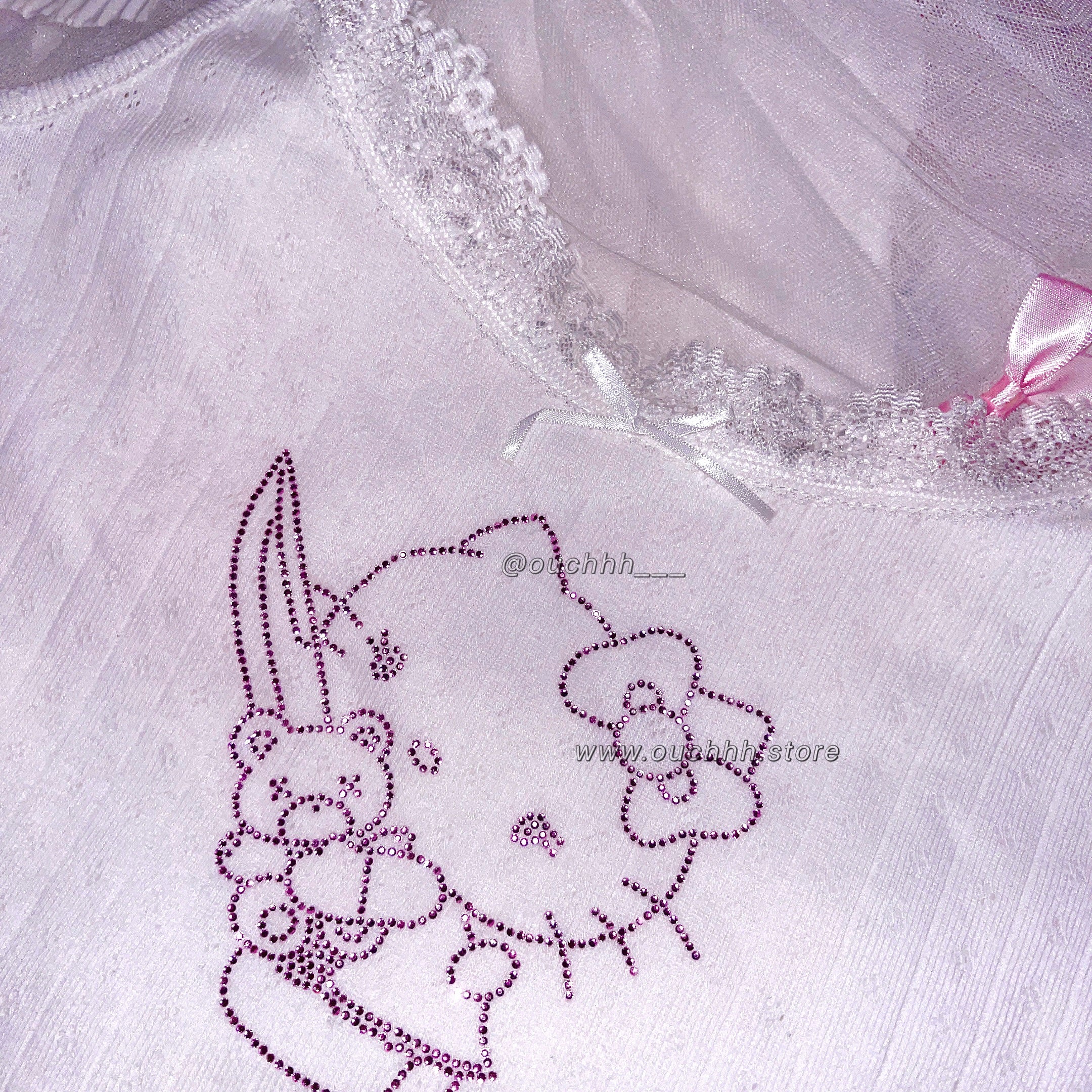 Teddy knife Kitty Coquette Lace Cami Top (White)