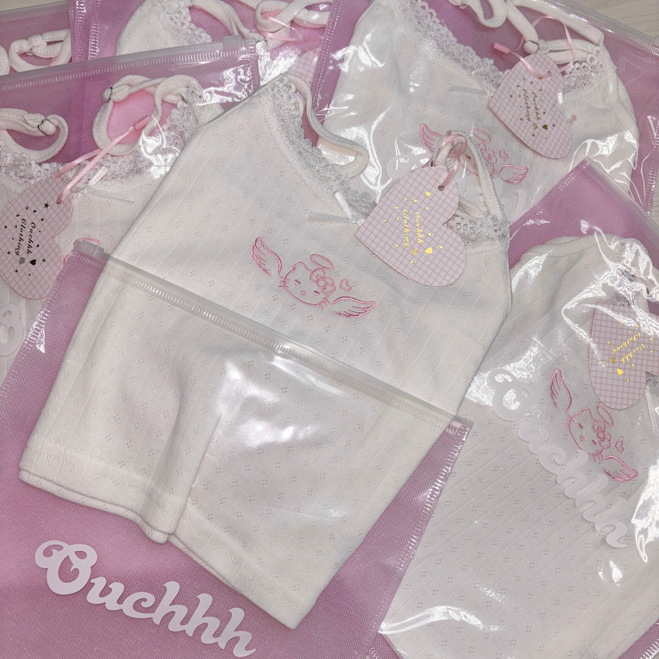 Kitty Wings Embroidery Lace Cami Top