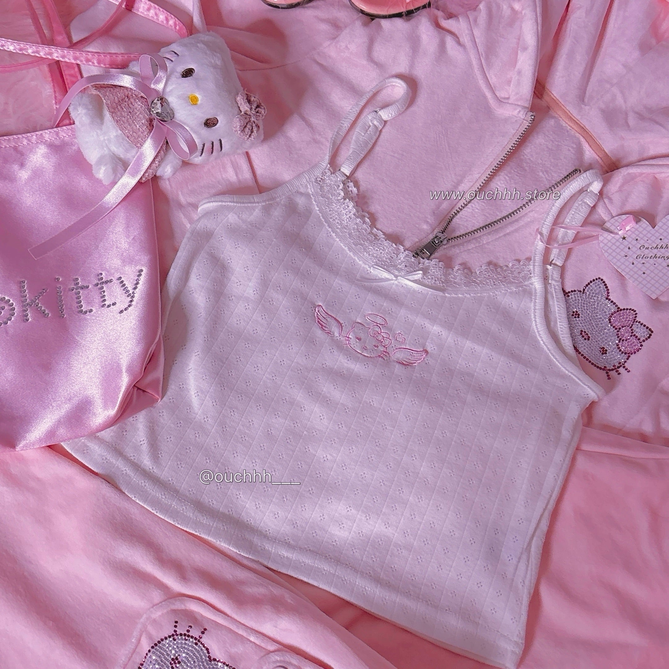 Kitty Wings Embroidery Lace Cami Top