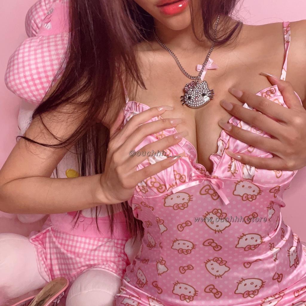 Strawberry Milk Kitty Silk Dress