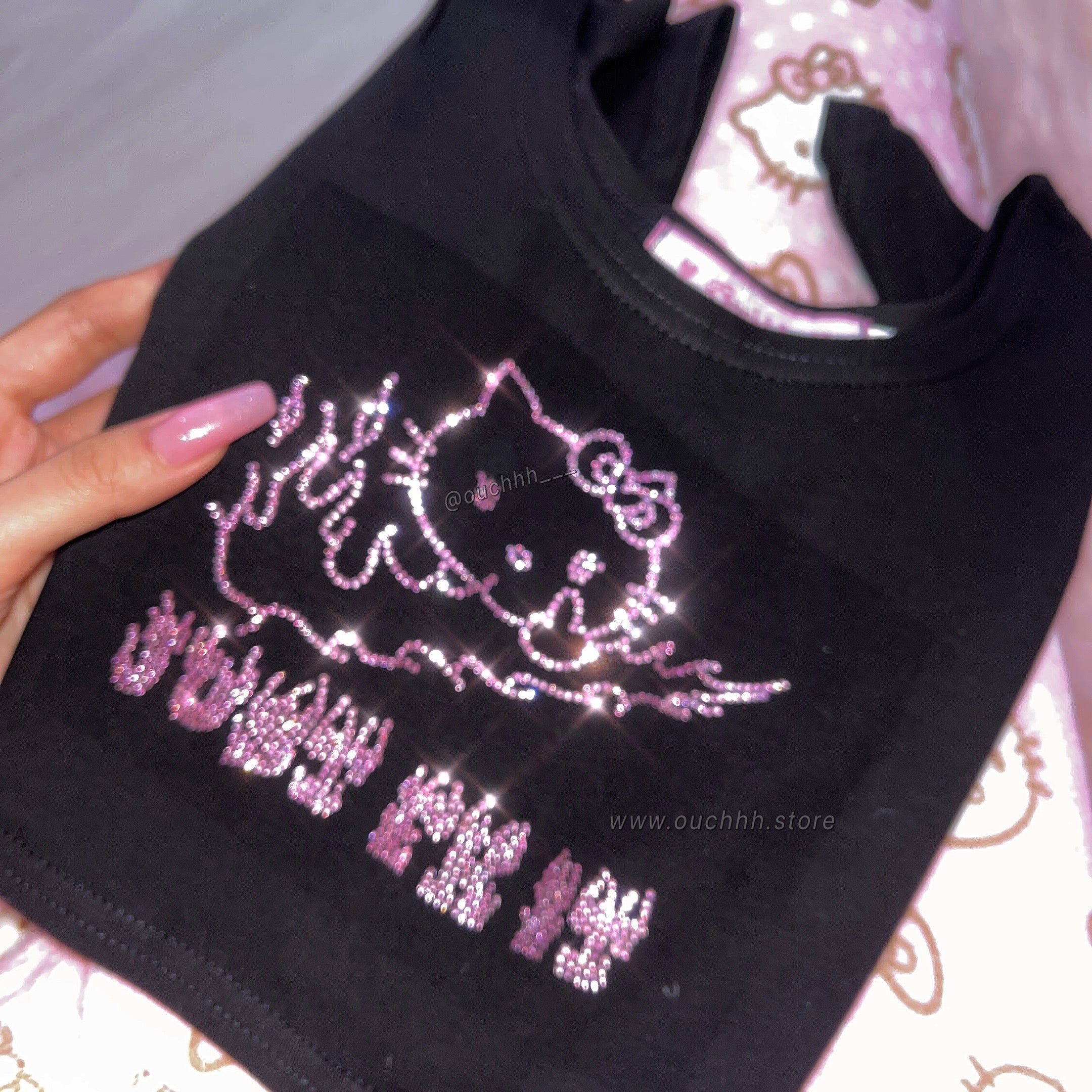 Just fk it Kitty Crop Top (Black)