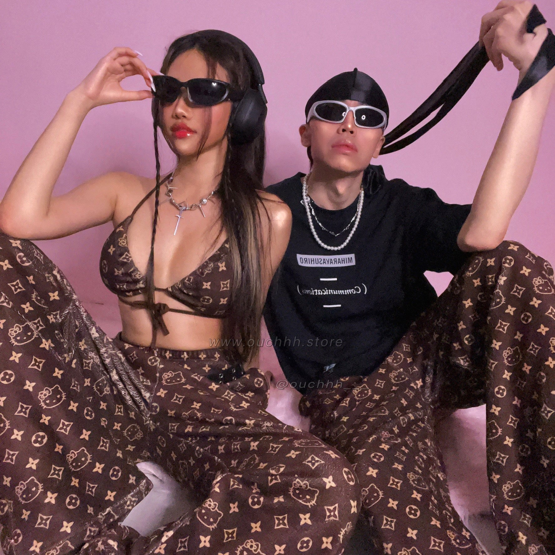 Chocolate Lavish Kitty Top + Pocket Pants Set