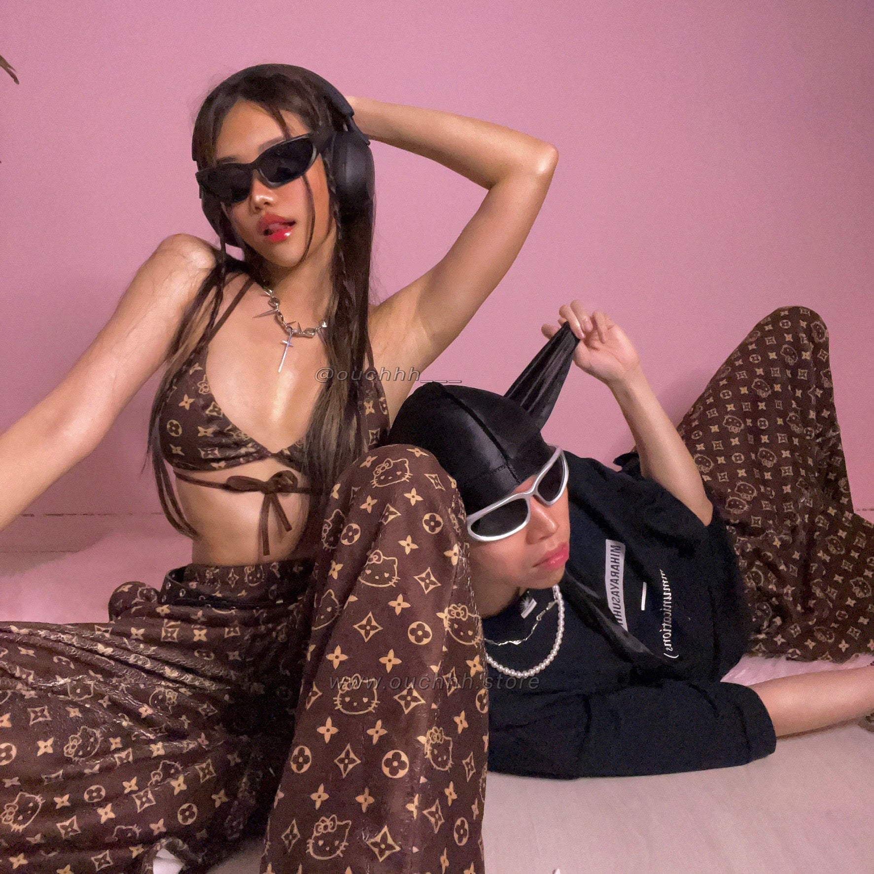 Chocolate Lavish Kitty Top + Pocket Pants Set