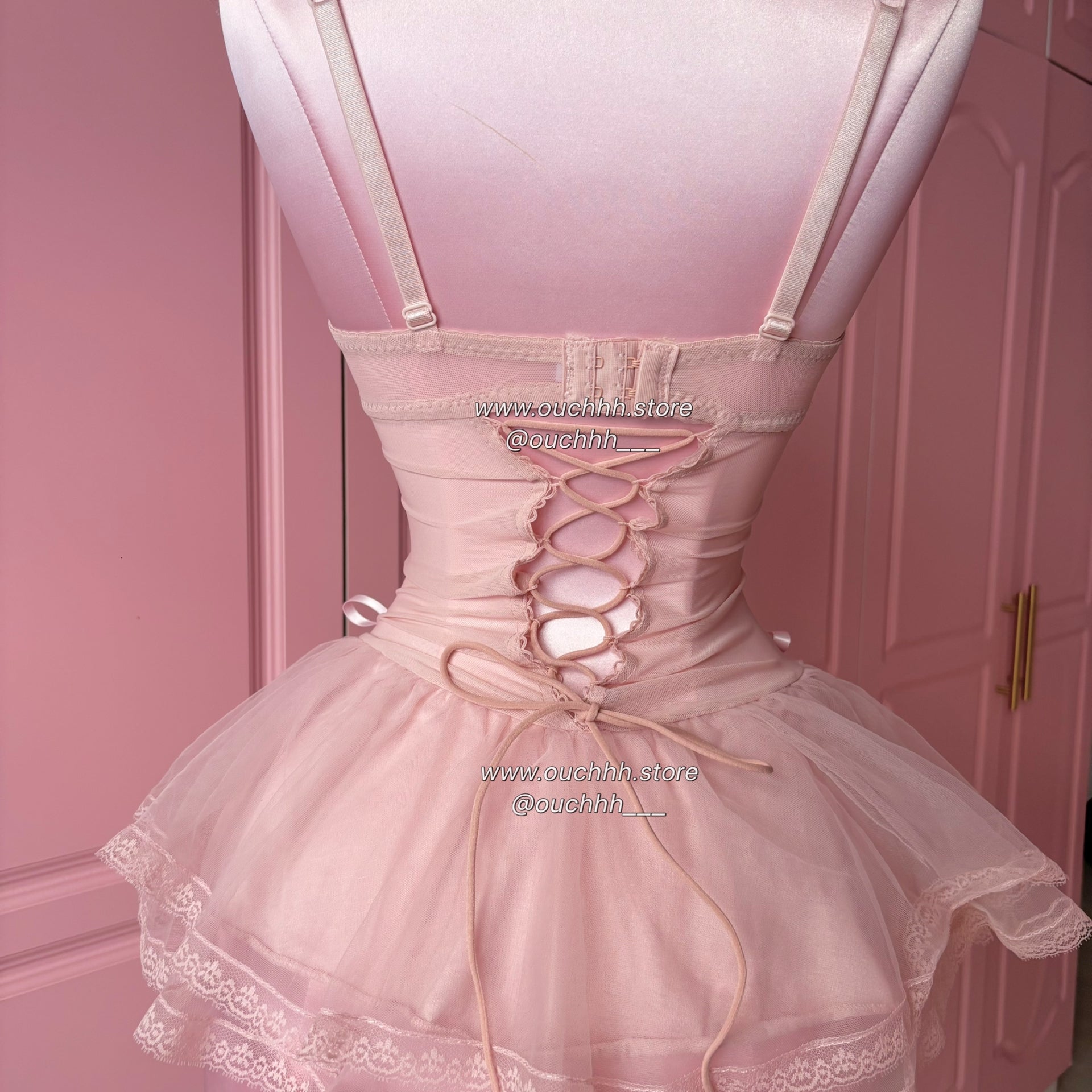 Ballerina Puppet Corset Mini Dress (Dusty Pink)