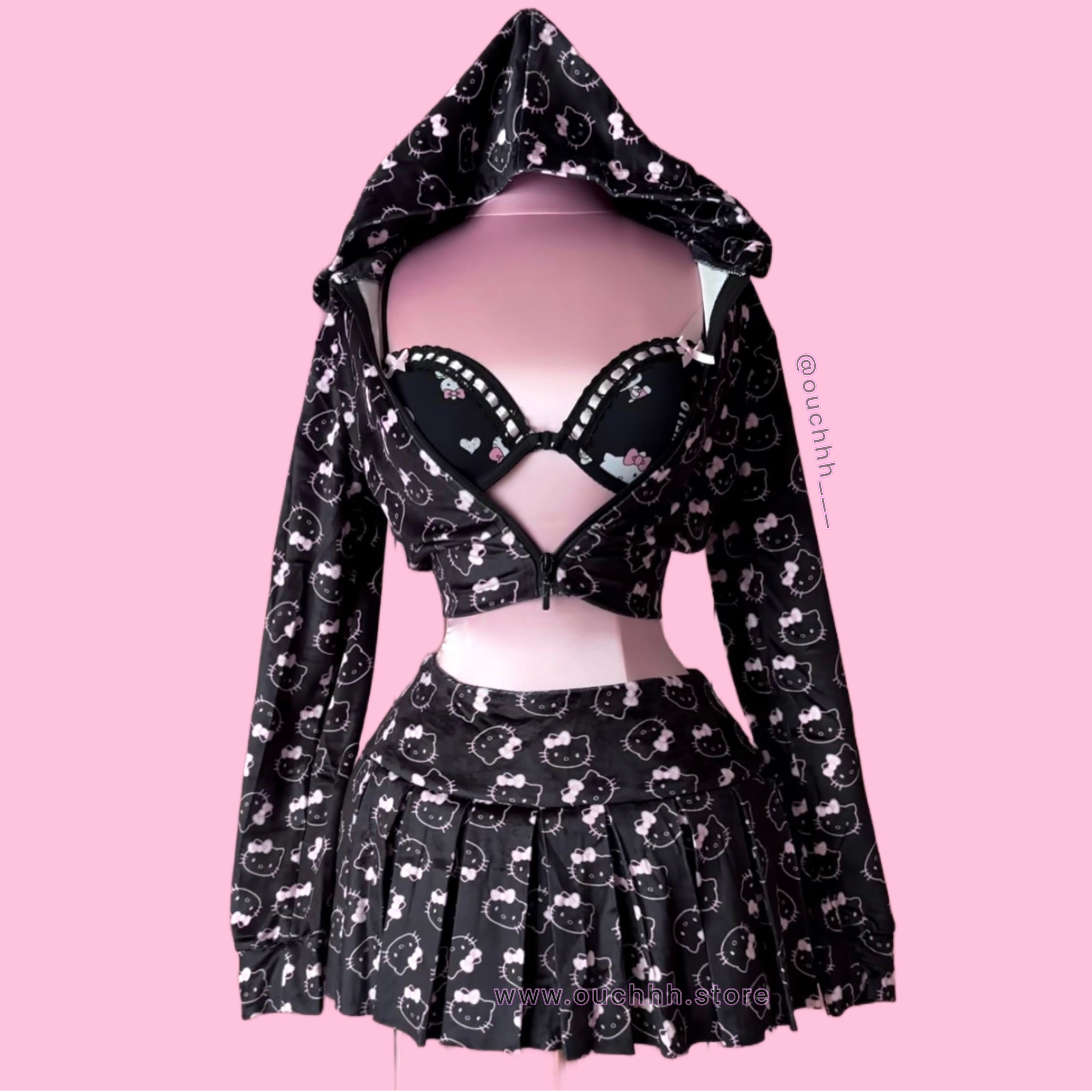 Be My Simp Kitty Crop Jacket and Pleated Skirt Set