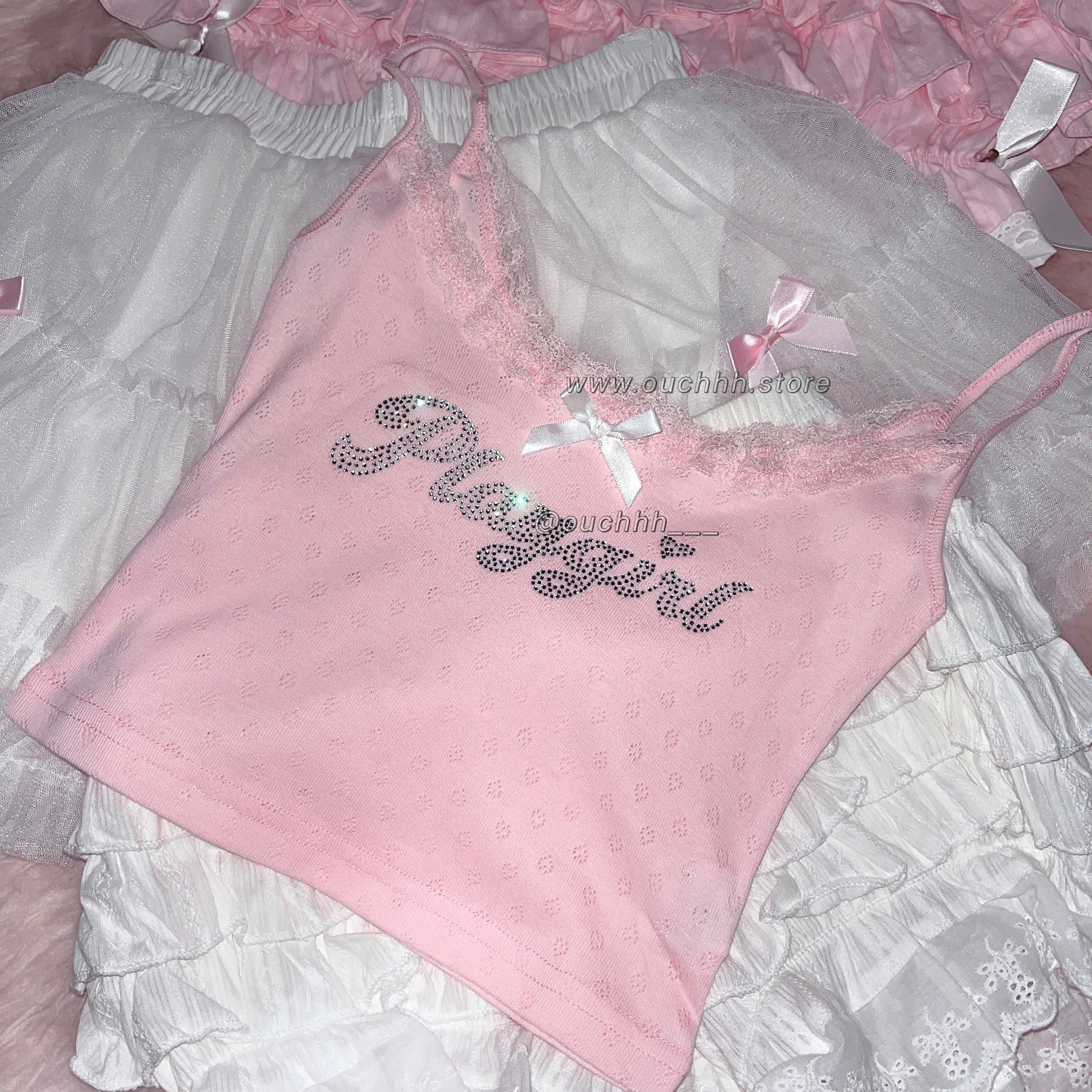 Playgirl Coquette Lace Cami Top (Pink)