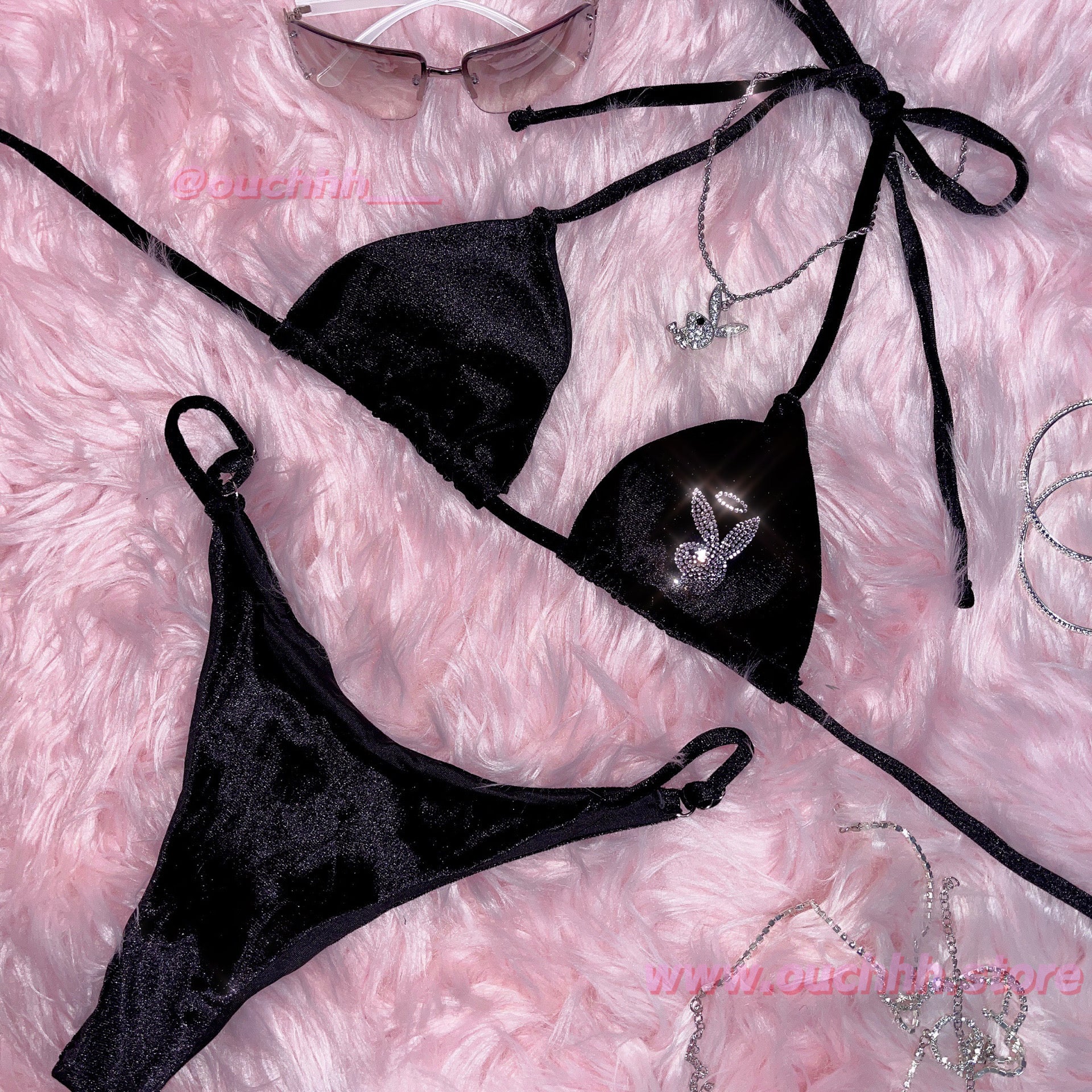 Play Angel Bikini 3 Piece Set (Black)