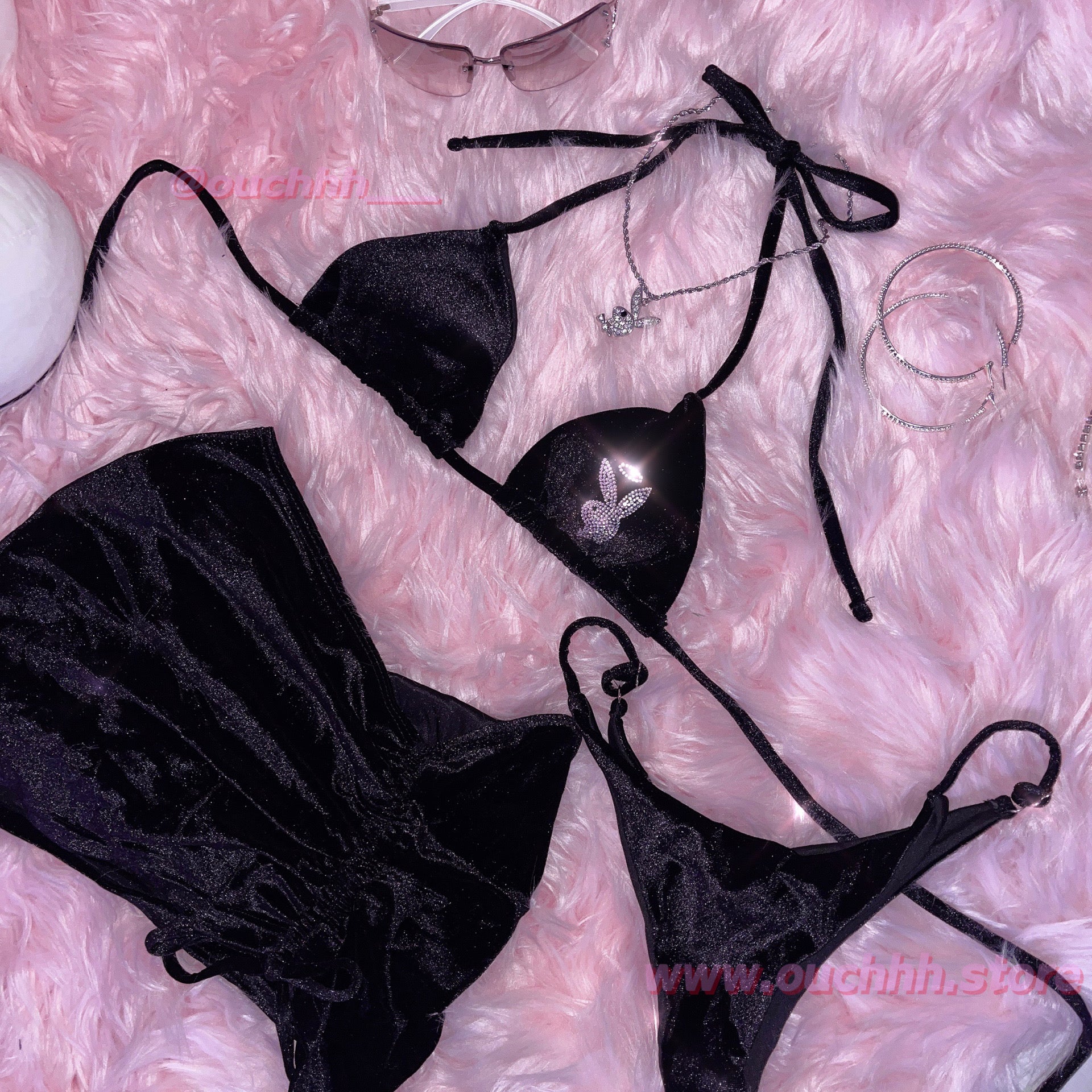 Play Angel Bikini 3 Piece Set (Black)