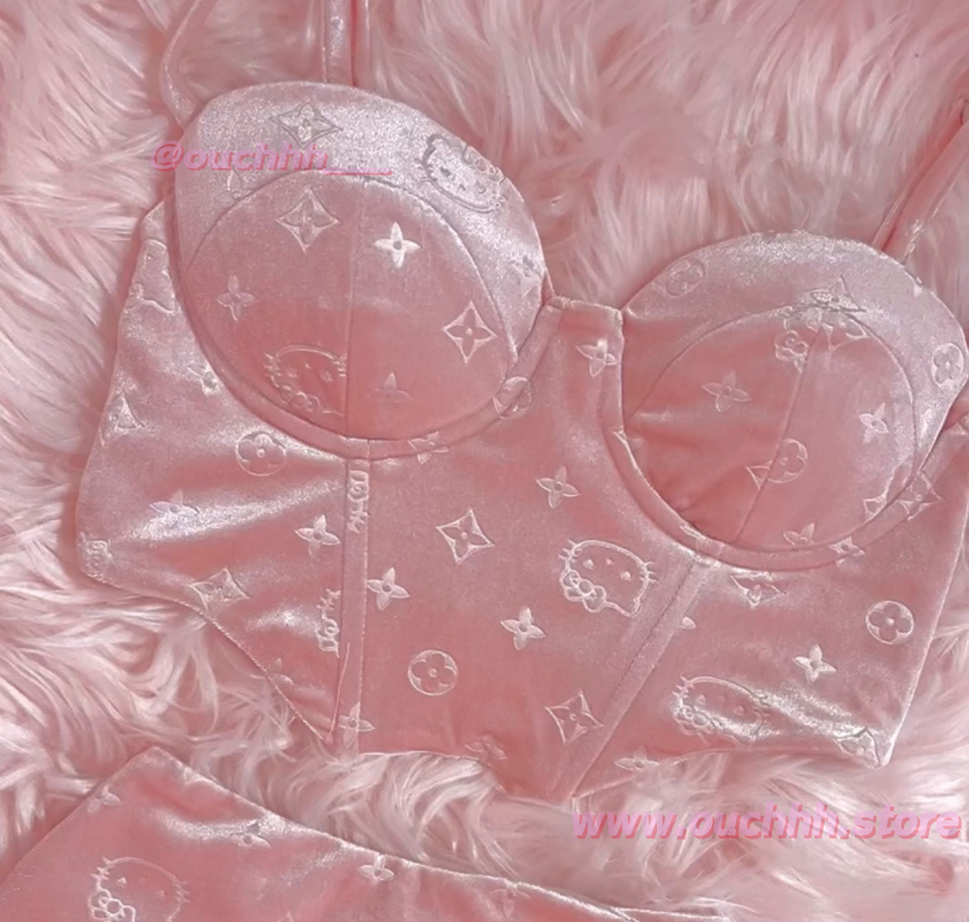 Glow Up Lavish Kitty Corset Top + Skirt Set (Rosey Pink)