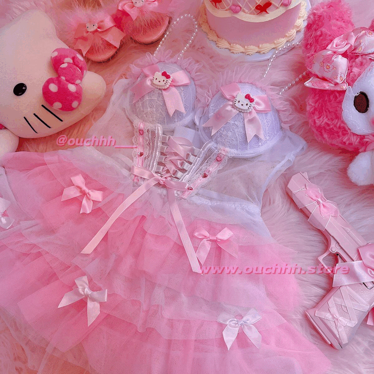 Kitty Princess Cream Cake Lingerie Dress