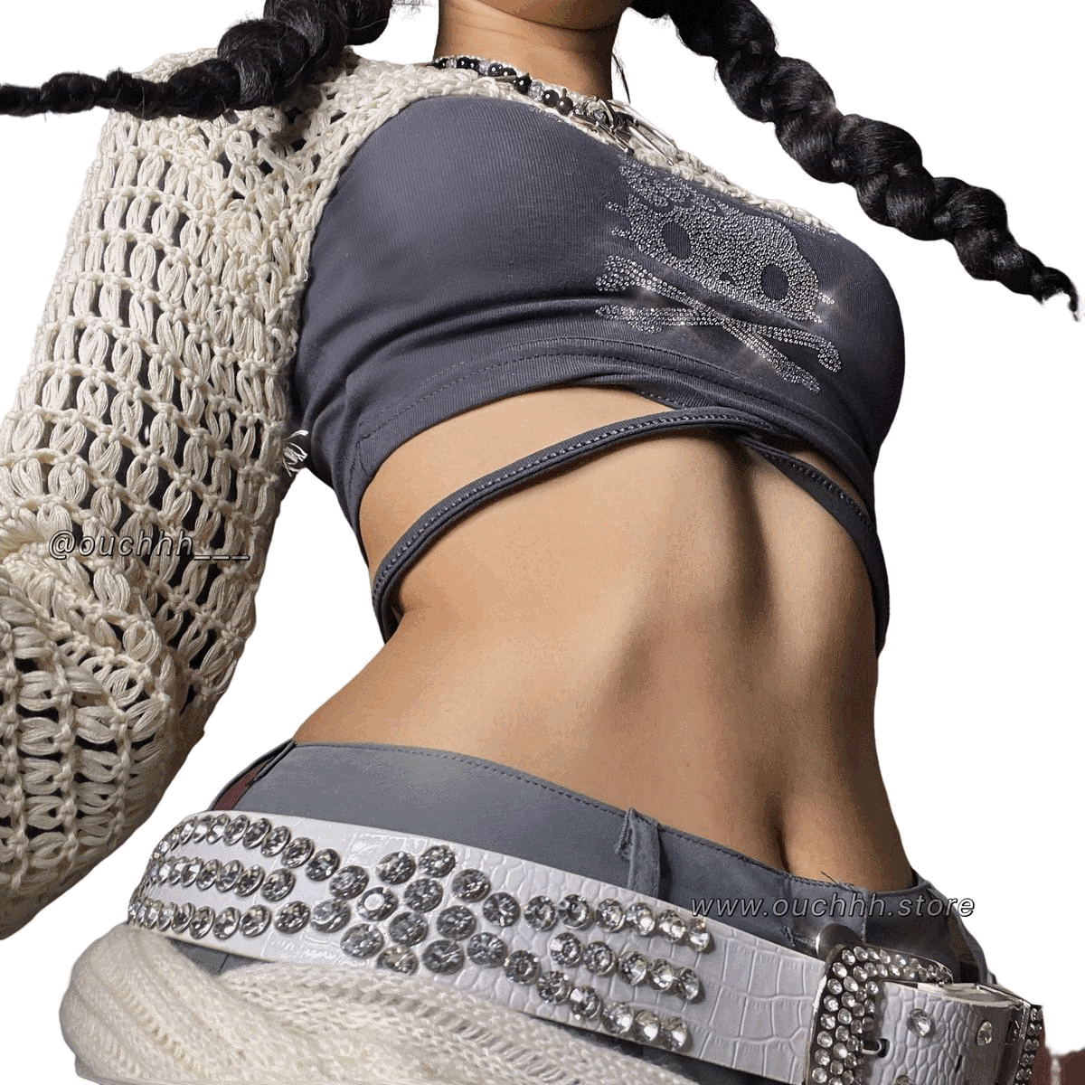 Icy Y2k Hip Belt (White)