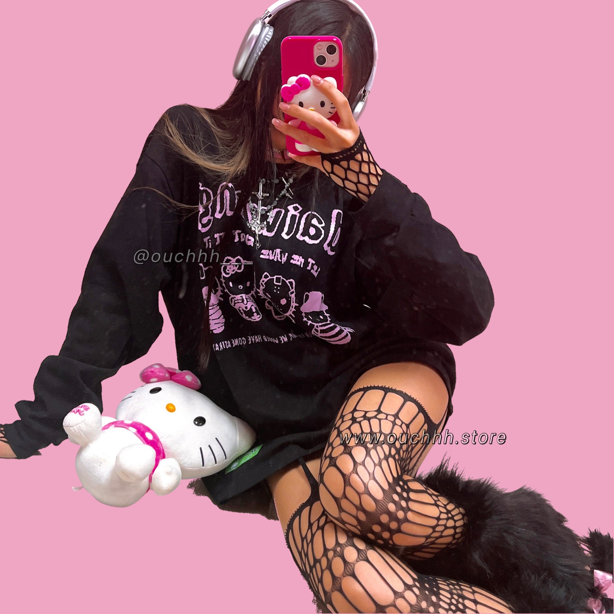 Kitty Thot Oversized Sweater (Black)