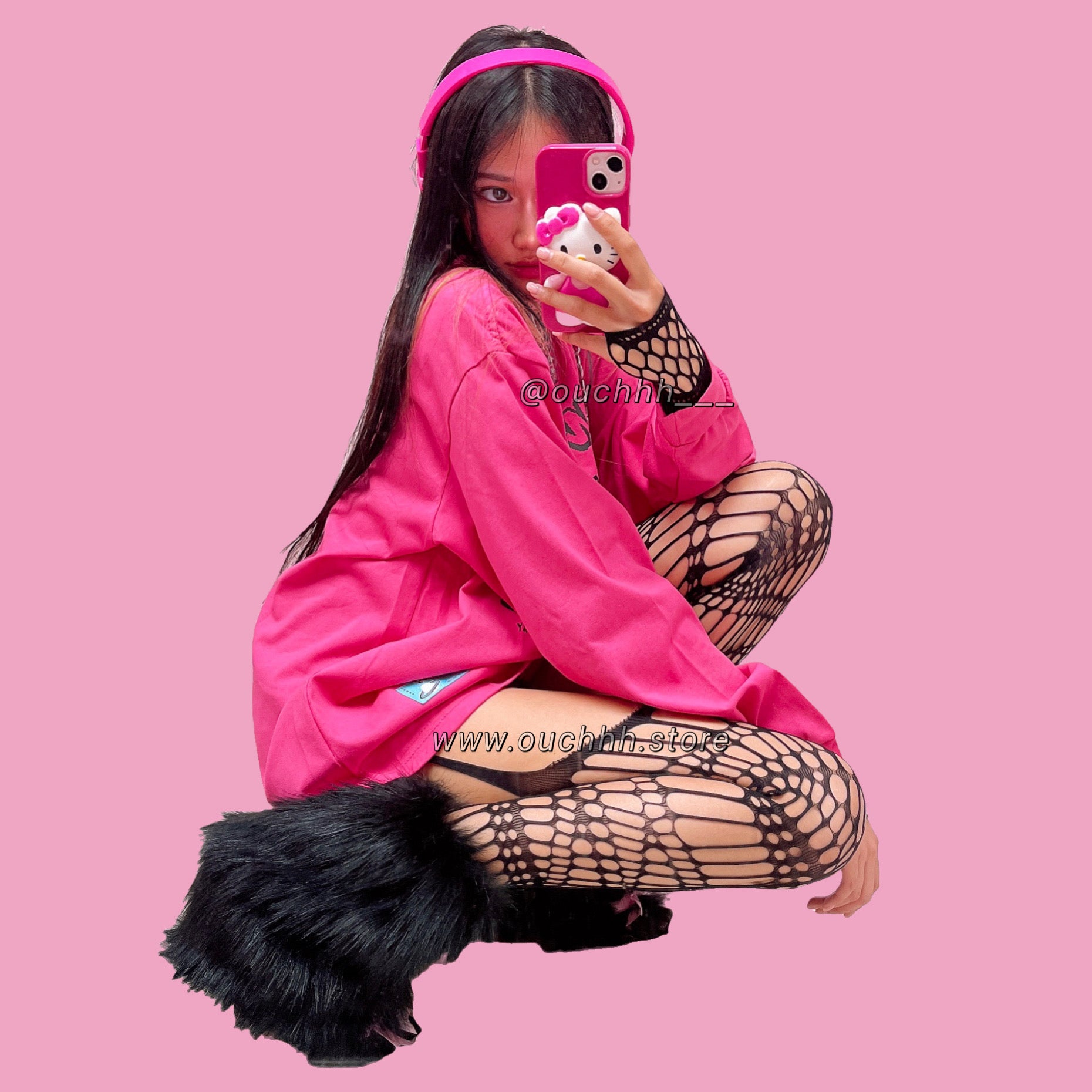 Kitty Thot Oversized Sweater (Hot pink)