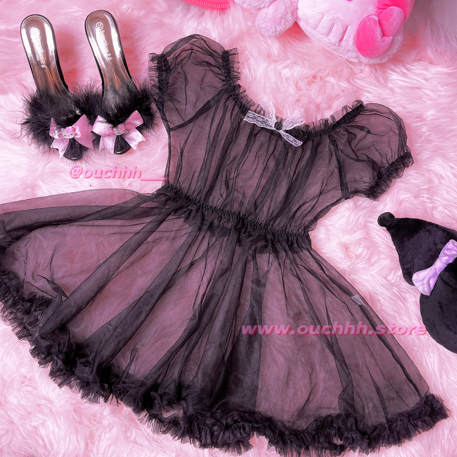 99% Angel Sheer Dress Set (Black)