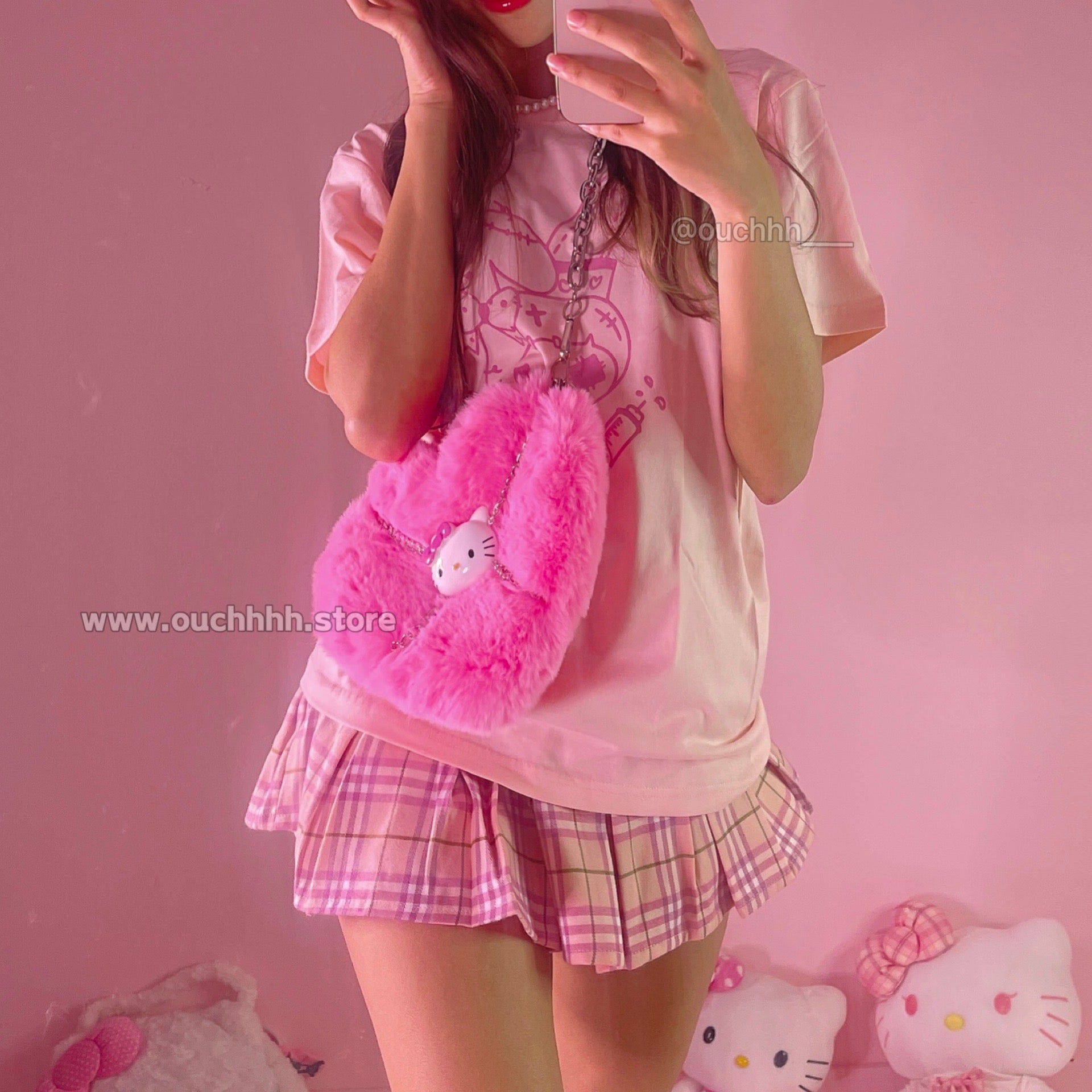 Hot Pink Fuzzy Kitty Chained Bag