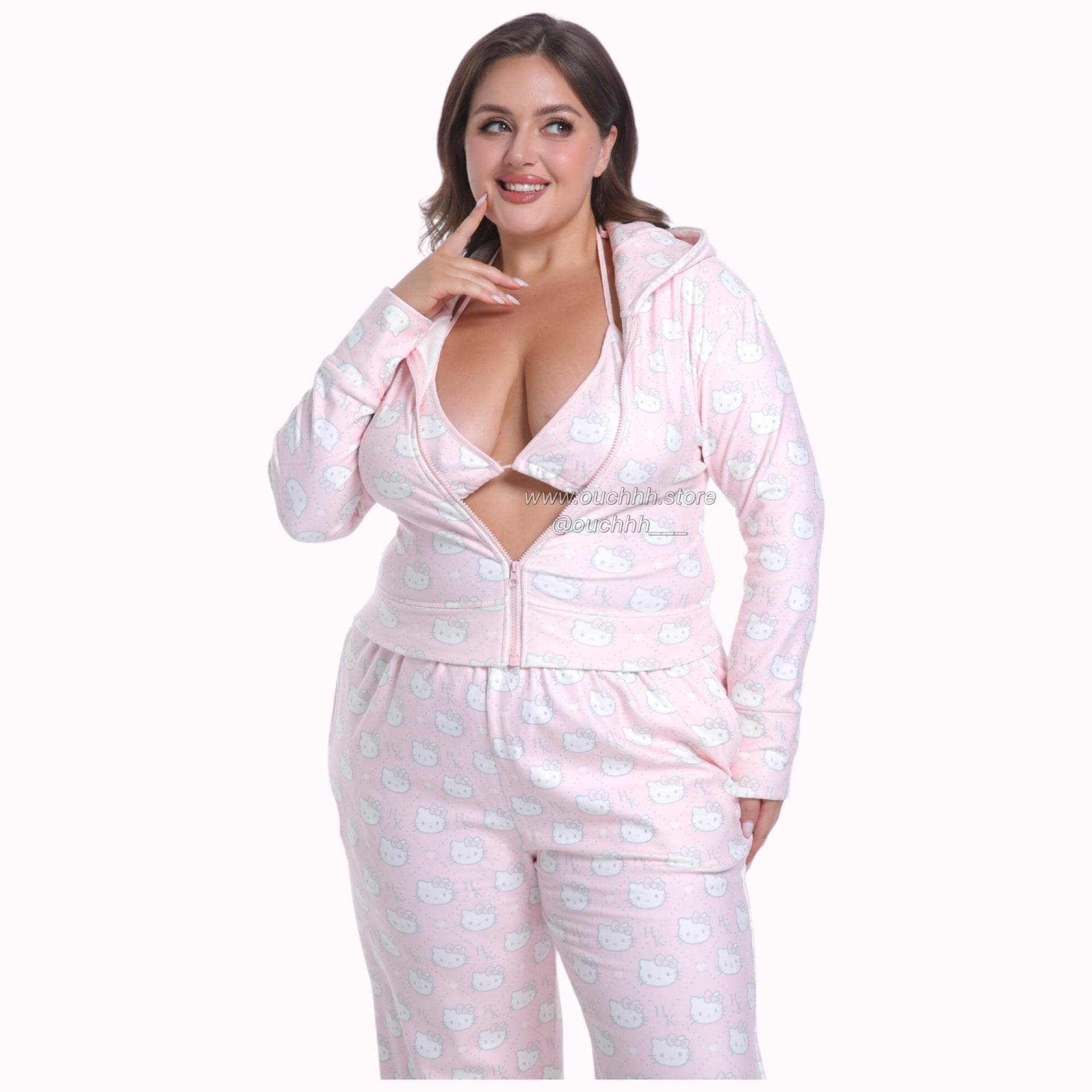 Pink Royal Kitty Top and Pocket Pants PJ Set