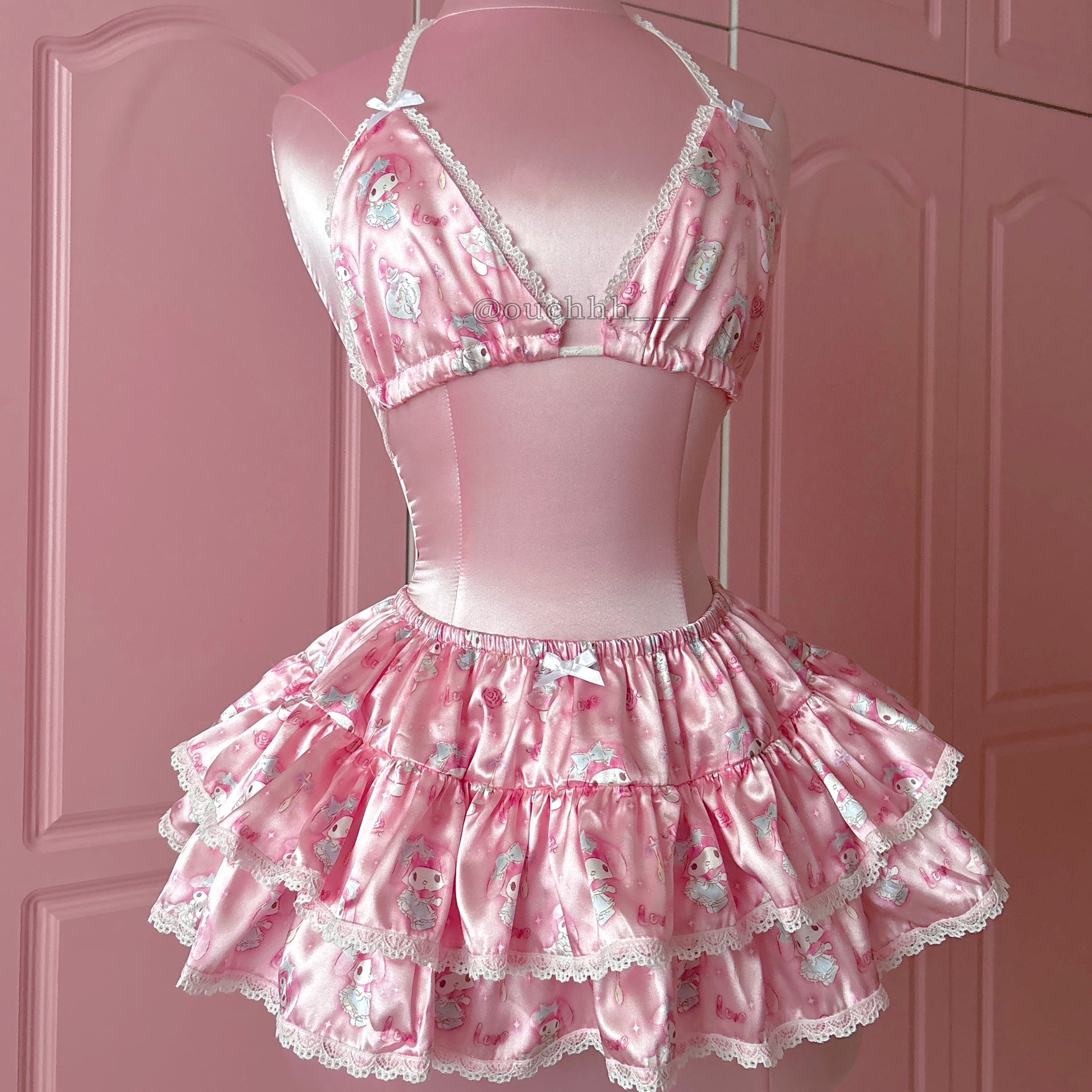 My Melody in Wonderland Satin Bra top and Mini Skirt Set