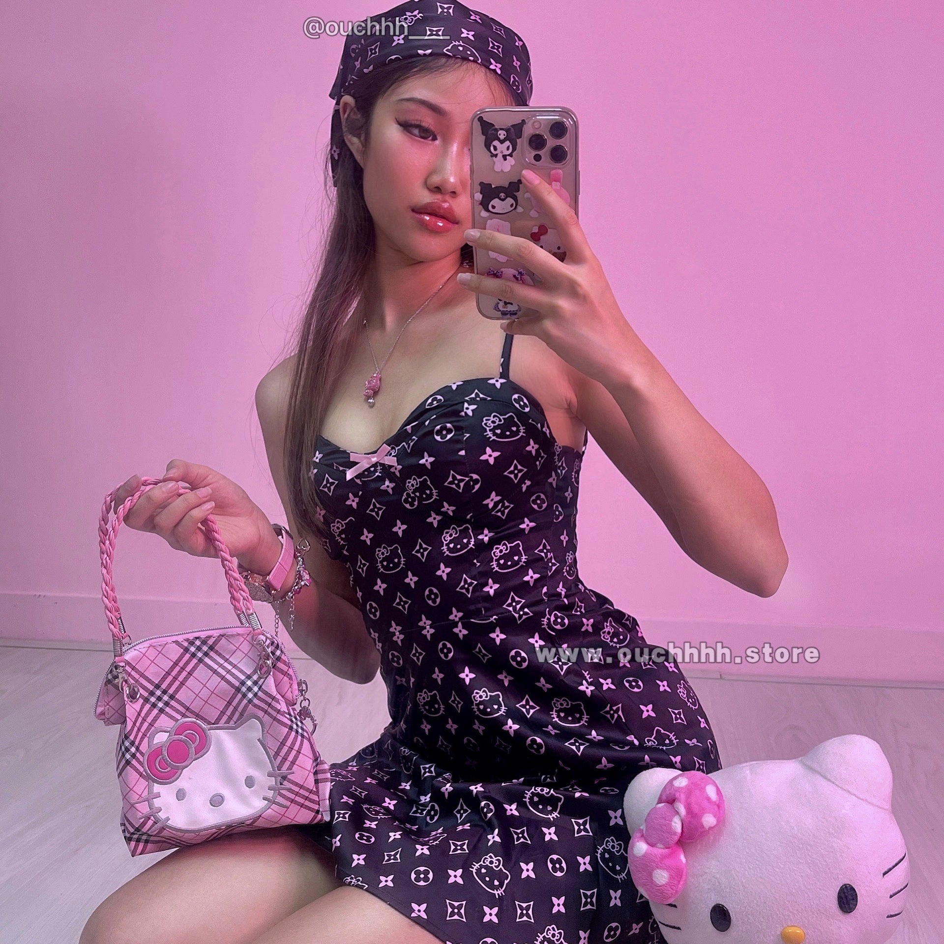 Hello Kitty Inspired Bustier Silk Dress, -Brand