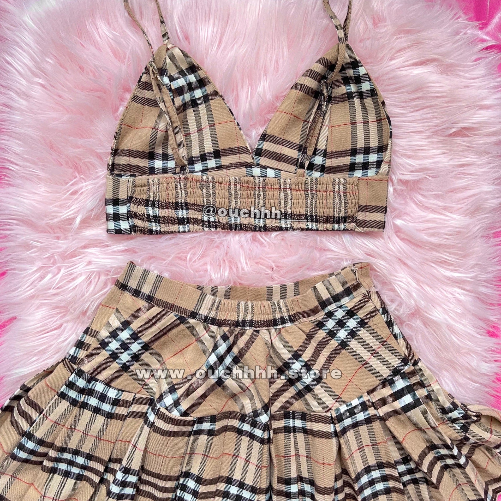 Sugar Baby Matching Set ( Beige Tartan )