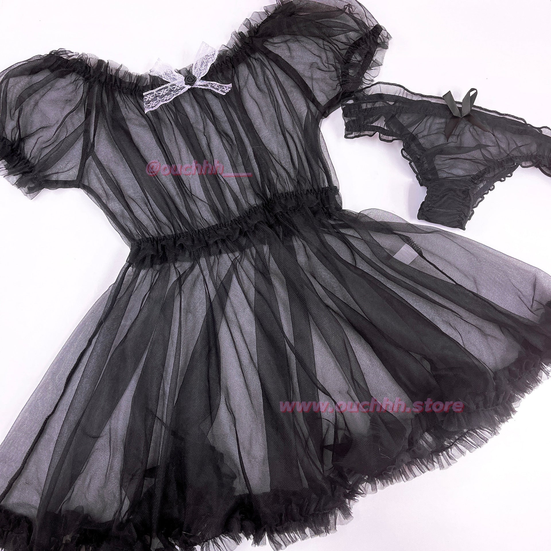 99% Angel Sheer Dress Set (Black)